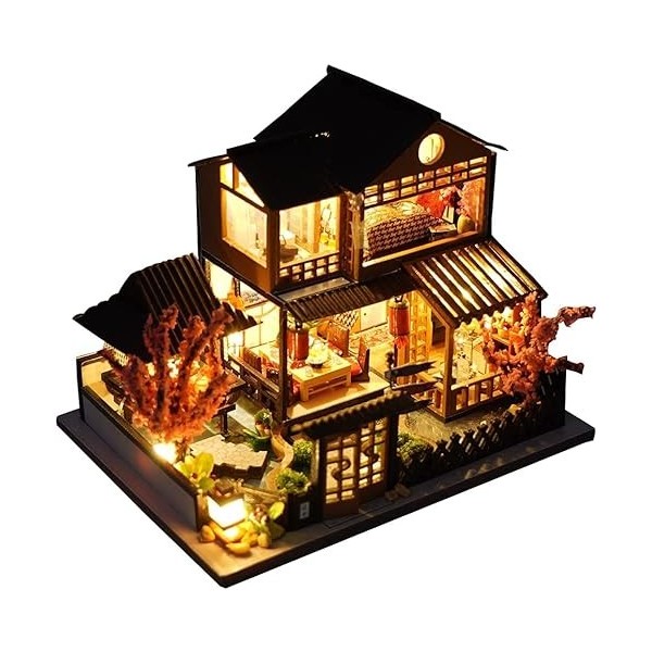 Kit de Maison de poupée à Faire soi-même de Style Japonais Meubles Miniatures Faits à la Main Lumières LED Kit de Maison de p