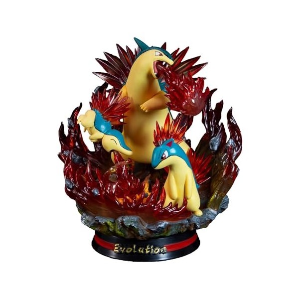 Typhlosion&Cyndaquil Fire Figurine danimal de compagnie en PVC statique 28 cm peut être allumée debout Anime Jouets à main F