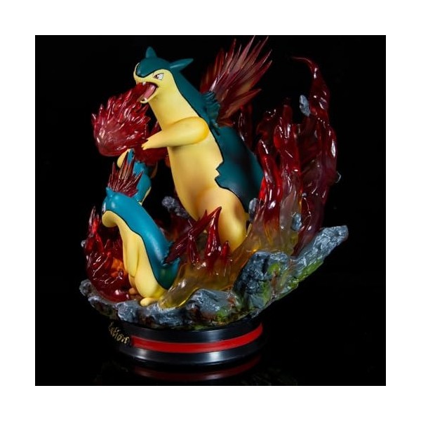 Typhlosion&Cyndaquil Fire Figurine danimal de compagnie en PVC statique 28 cm peut être allumée debout Anime Jouets à main F