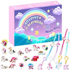 Zhangpu Calendrier de lAvent licorne 2022 - 24 pièces - Barrette à cheveux - Bracelets - Idées cadeaux de Noël - Cadeau de l