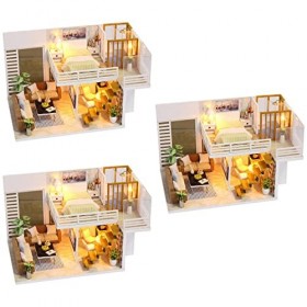 3 Pièces Maquette Maison De Bricolage Kit Mini-Maison Bambou Miniature Enfant Maison De Poupée