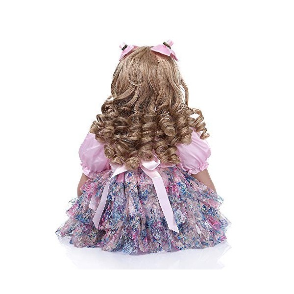 60CM Reborn Enfant en Bas âge bébé Fille poupée avec de Longs Cheveux blonds bouclés poupée Brinquedos Collection Limitée Cad