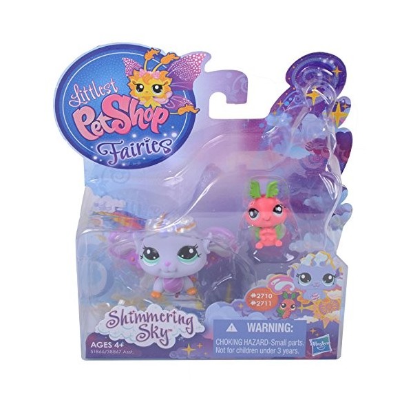 littlest pet shop SHIMMERING SKY 2710 + BEBE 2711 brume du matin et mite lunaire