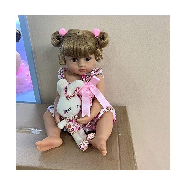 55 CM Reborn bébé Bambin Fille Princesse poupée en Jupe Rose réaliste très Doux Corps Entier Silicone poupée Jouet de Bain Ca