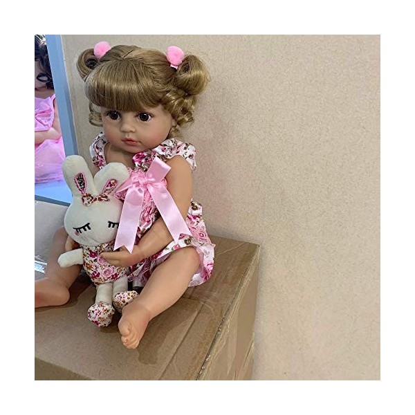 55 CM Reborn bébé Bambin Fille Princesse poupée en Jupe Rose réaliste très Doux Corps Entier Silicone poupée Jouet de Bain Ca