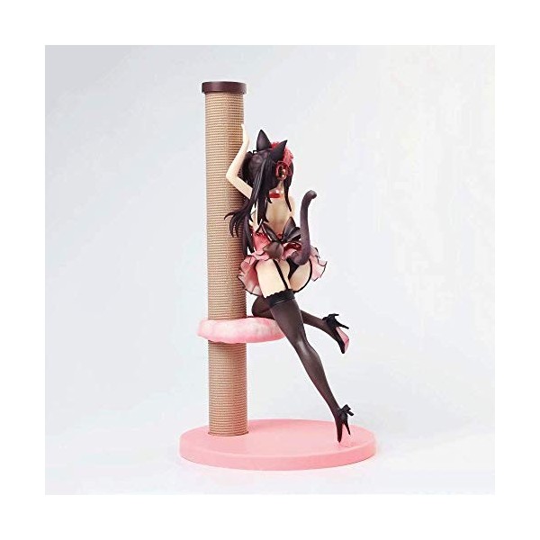 JJRPPFF Tokisaki Kurumi Figure de Haute qualité, Fille de Chat Rose, Travail en PVC de 24 cm / 9,4 Pouces, Cheveux Longs de P