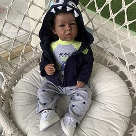 Reborn Bébé Poupées Réalistes Garçons 20 Pouces Vrai Look Reborn Bébé Poupées Noirs Garçons Vrais Bébés pour Enfants Cadeaux 