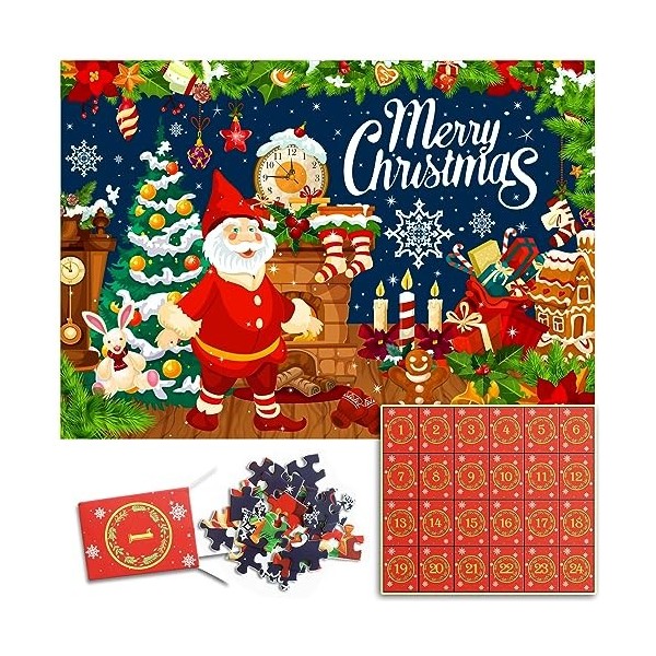 Calendrier De L'Avent Puzzle 2025 - 1008 Pièces, 24 Boîtes - Activité Familiale Noël (70x50 Cm)