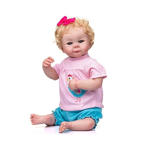 20 Pouces Reborn Bébé Fille Poupées Réaliste en Silicone Lesté Corps Doux Fille Bébé Bambin Poupées Coffrets Cadeaux pour Les