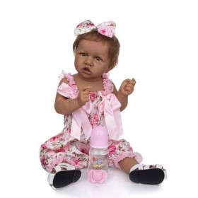 Poupées Reborn Poupée Bébé, Poupées Reborn Poupée Bébé Fille Noire, 23 Pouces Réalistes Poupées De Bébé Entièrement en Vinyle