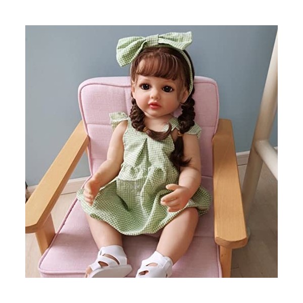 YIHANGG 55CM Silicone Complet du Corps Poupée Reborn pour Tout-Petits Princesse Réaliste Reborn Bébé Poupée Fille Aux Cheveux