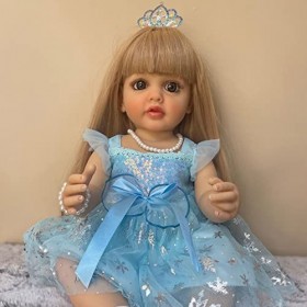 YIHANGG 55CM Reborn Bébé Poupée Silicone Complet du Corps Imperméable Réaliste Poupée Tout-Petit Fille Blonde Princesse Porte