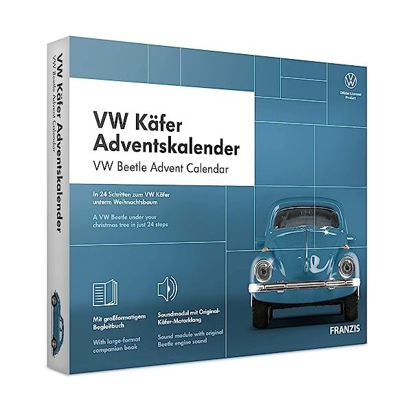 Franzis VW Coccinelle Calendrier de lAvent, Metal, Bleue, Taille unique