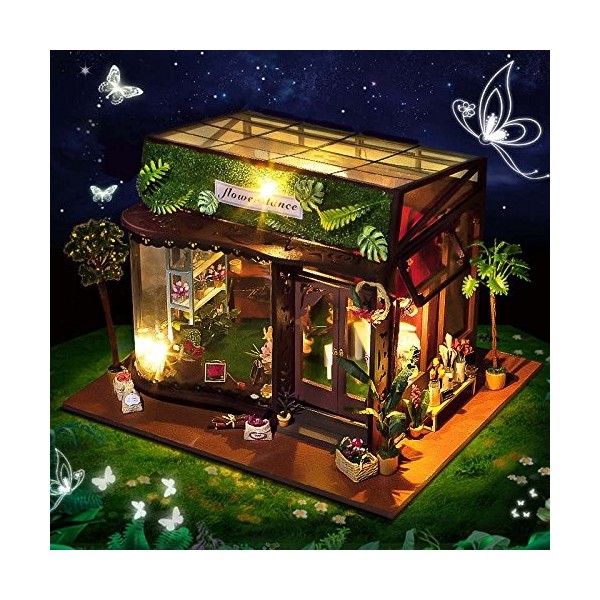 VIDOO Fleur Danse Maison Bricolage Maison De Poupées avec Couverture Light Collection Cadeau Décor