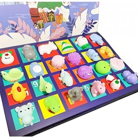 PANSHAN Calendrier de l’Avent à 24 jouets en caoutchouc souple pour enfants - Animaux Kawaii