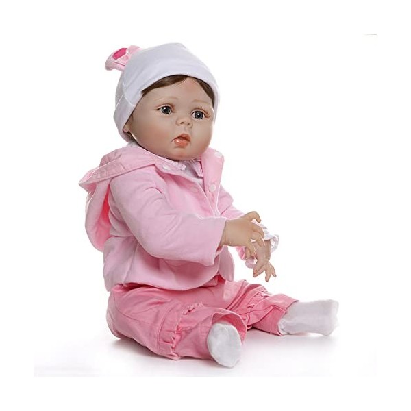 HAMIMI 55 Cm 22 Pouces Reborn Doll Silicone Souple Corps Rebirth Poupée Réaliste À La Main Réaliste pour 3-10 Cadeaux pour En