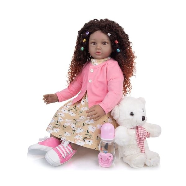 YIHANGG 60cm Plus Vrai Que Nature Poupée Enfant Cheveux Bouclés Princesse Poupée Reborn Bebe Fille Enfants Cosplay Playmate A