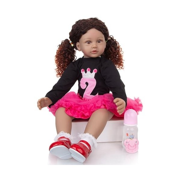 YIHANGG 60cm Plus Vrai Que Nature Poupée Enfant Cheveux Bouclés Princesse Poupée Reborn Bebe Fille Enfants Cosplay Playmate A