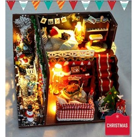 Kisoy Kit de Maison de poupée Miniature avec Accessoires de Meubles Cadeau créatif pour Amoureux et Amis Veille de Noël ave