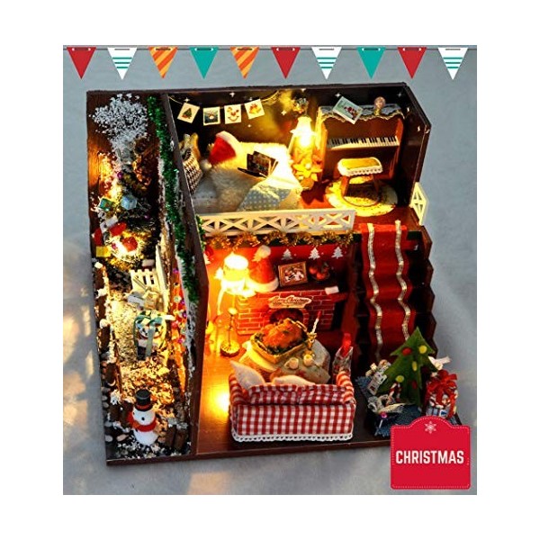 Kisoy Kit de Maison de poupée Miniature avec Accessoires de Meubles Cadeau créatif pour Amoureux et Amis Veille de Noël ave