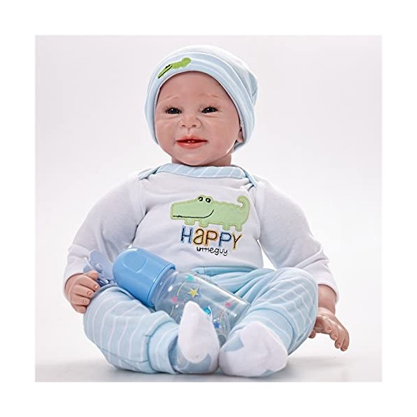 YANRU RéAlité Adulte BéBé RenaîTre - 22Inch 55cm BéBé Rebirth Reality Boy, Vinyl Silicone BéBé Reborn RéAliste, pour 3-10 Ca