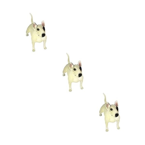 ibasenice 3 Pièces Simulation Bull Terrier Chien Ornement Petit Chien Artisanat Ornement pour Enfants Bull Terrier Cadeaux Bu