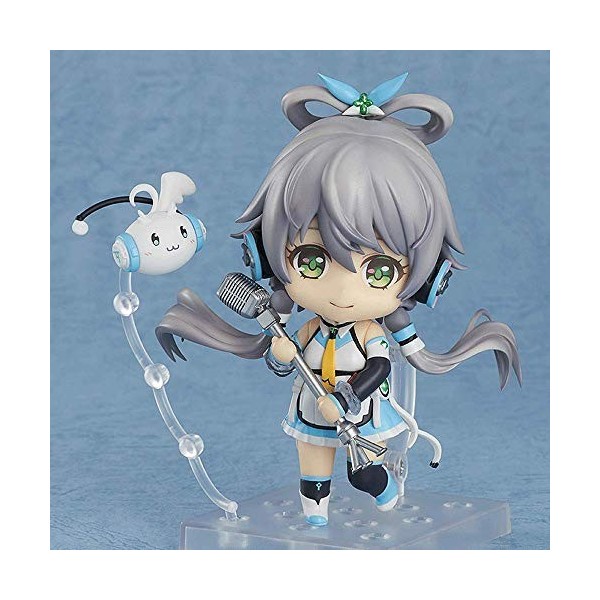 EASSL Figurine Luo Tianyi, 3,9 pouces, en PVC, avec des cheveux gris, des yeux verts, des ornements de cheveux en jaspe, une 