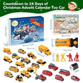 iZoeL Calendrier de lavent Voiture Garçon Enfant 2023, 24 véhicules à Tirer comme avec Carte du jeu, lanceur de voiture, Avi