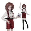 EVA BJD Poupée SD 1/3 de 61 cm avec boule articulée cadeau Poupée BJD + maquillage + ensemble complet uniforme scolaire fille