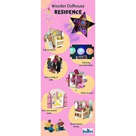 Leomark Résidentielle en Bois avec Meubles et Accessoires, Maison de Poupée, Poupées, Belles Couleurs, Jeu Dimitation