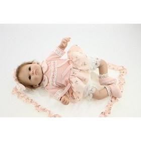 Poupée Bébé Reborn en Silicone Souple, 18 Pouces, 45Cm, Magnétique, Joli Jouet Réaliste pour Garçon Et Fille, Couvre-Chef Ros