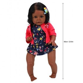 BALRAJ Poupées Reborn pour Tout-Petits, 23,6 Pouces, Mignonnes Poupées Afro-américaines, Jouet Réaliste, Cadeau danniversair