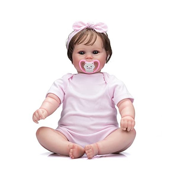 Reborn Baby Doll Nouveau-né Fille bébé réaliste réel 20 Pouces 50 cm Doux au Toucher avec des Cheveux enracinés à la Main pou