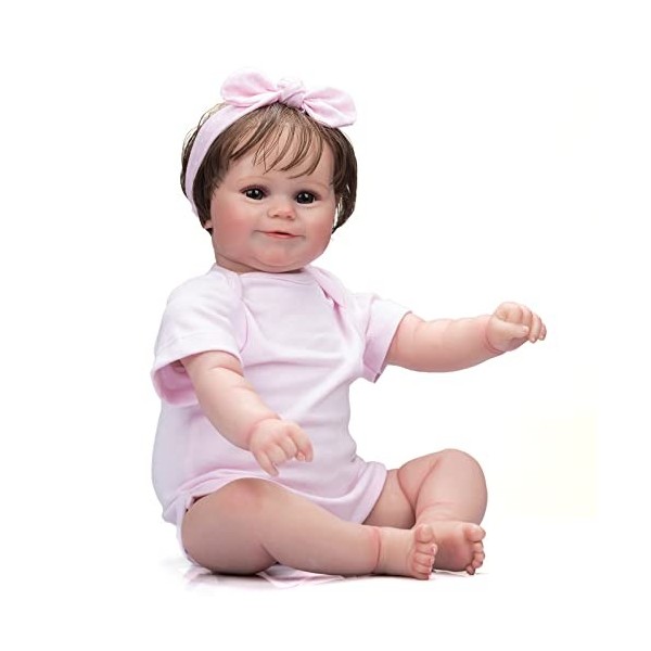 Reborn Baby Doll Nouveau-né Fille bébé réaliste réel 20 Pouces 50 cm Doux au Toucher avec des Cheveux enracinés à la Main pou