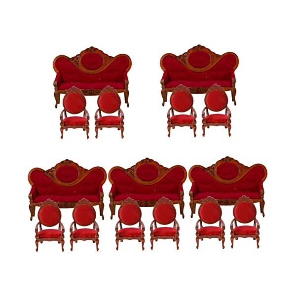 TOYANDONA 15 Pcs Cuisine Décoration Bricolage Accessoires Miniature Vivid Chaise Rouge Modèle De Simulation Coussin Poupée Me