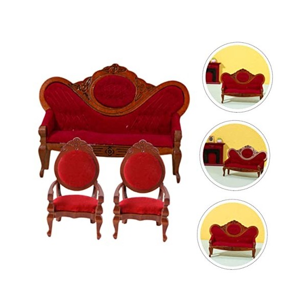 TOYANDONA 15 Pcs Cuisine Décoration Bricolage Accessoires Miniature Vivid Chaise Rouge Modèle De Simulation Coussin Poupée Me