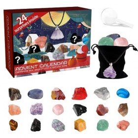 Calendrier de lAvent de Noël 2023, 24 jours - Compte à rebours de Noël avec pierres précieuses, roches, pierres, minéraux, c