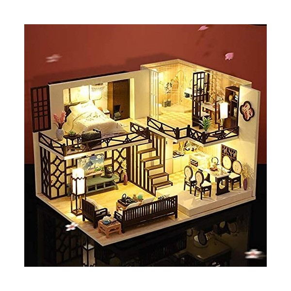 Bricolage Maison De Poupée Miniature Kit De Maison De Poupée Bricolage Maison De Poupée Meubles pour Poupées Style Chinois en