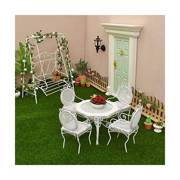 iLAND Meuble de jardin miniature pour maison de poupée 16 pièces 
