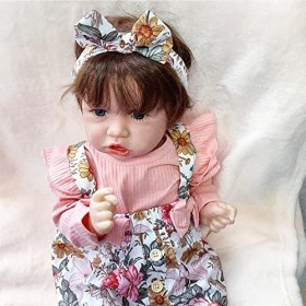 ZAMAKS Poupees Reborn, 18 Pouces Regardez RéEl Bebe Reborn Silicone Realiste, Cadeaux pour Les Enfants De 3 Ans Et Plus,A-Gir