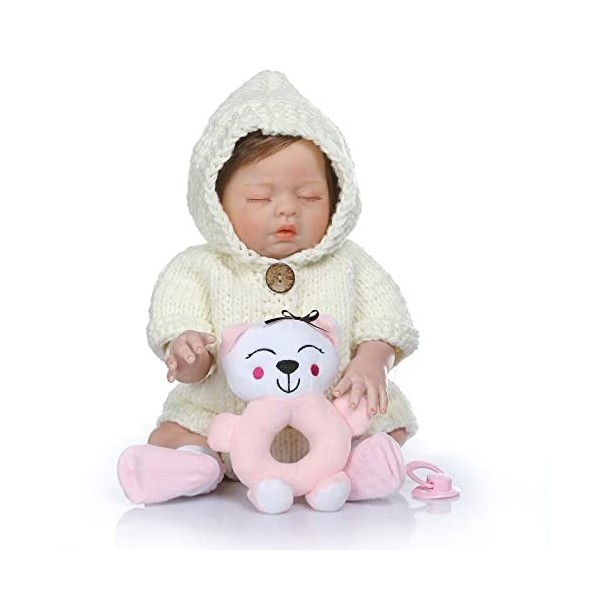 HAMIMI 50cm 20 Pouces Reborn Doll Corps en Silicone Souple Réaliste à La Main Poupée de Renaissance Réaliste pour 3-10 Cadeau