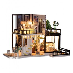 SaniMomo 1/20 miniature en bois avec éclairage LED pour maison de poupée