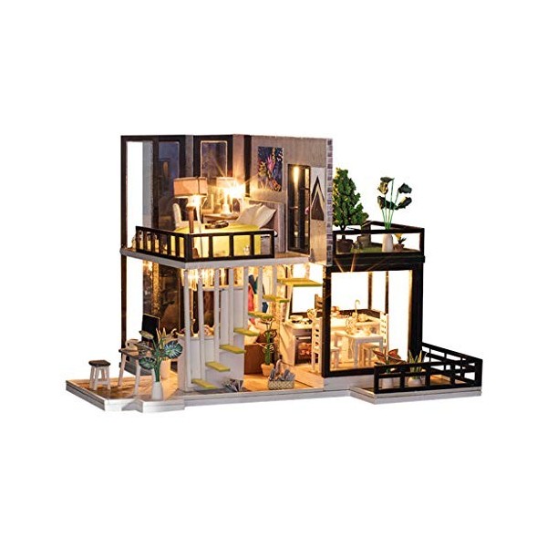SaniMomo 1/20 miniature en bois avec éclairage LED pour maison de poupée