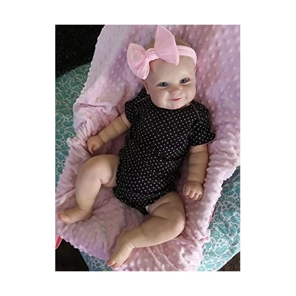 HAMIMI Reborn Baby Dolls Réaliste Fait Main Réaliste Corps en Silicone Souple 24 Pouces 60cm Corps en Tissu Doux comme Un Béb