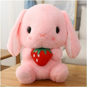Peluches, Mignon Doux Lop Lapin en Peluche Jouet Rose en Peluche Lapin Poupée Graduation Anniversaire Noël Fille Cadeau Coul