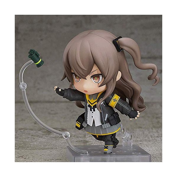 EASSL Figurine UMP45, 3,9 Pouces, en PVC, avec des Cheveux Bruns bouclés, Portant Un Uniforme Noir et Jaune, Tenant Une Arme,