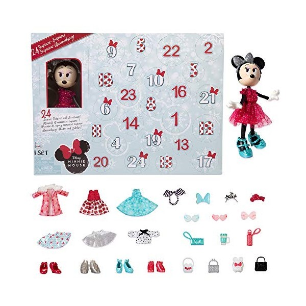 Calendrier de lavent Minnie Mouse - 24 jours de surprises en ouvrant chaque fenêtre jour après jours Exclusivité Amazon 