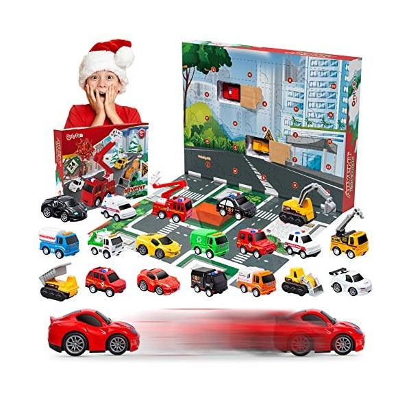 ONLYFUN Adventskalender 2023, Weihnachtskalender für Kinder - Auto