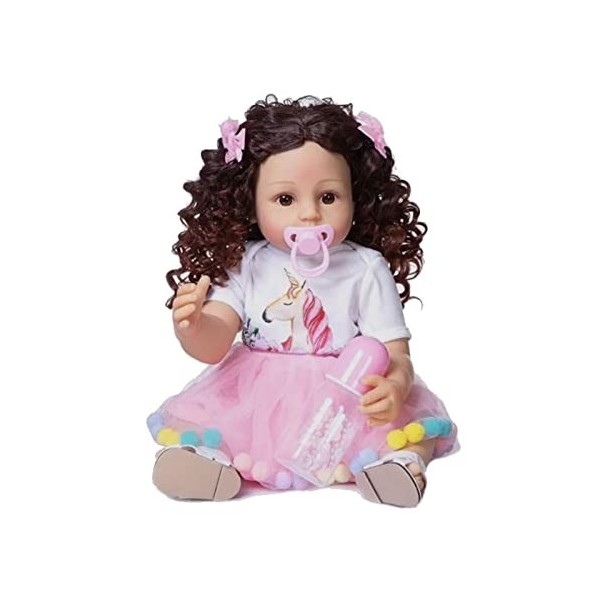 Poupées Réalistes pour Bébé Fille Reborn en Silicone Souple Et Vinyle Lesté, Ensemble Cadeau Lesté 22 Pouces, Poupée Mignonne