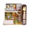 Meubles de Maison de poupées, 1/20 Miniature en Bois LED Light Dollhouse Furniture DIY House Puzzles Kits